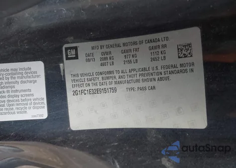 2014 Chevrolet Camaro 2Lt из США, поврежденный, VIN 2G1FC1E32E9151759